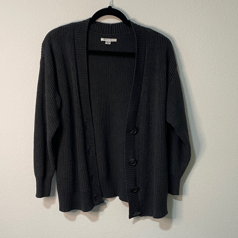 American Eagle Minimalist Ribbed Button-Up Long Sleeve Cardigan Sweater Comfy